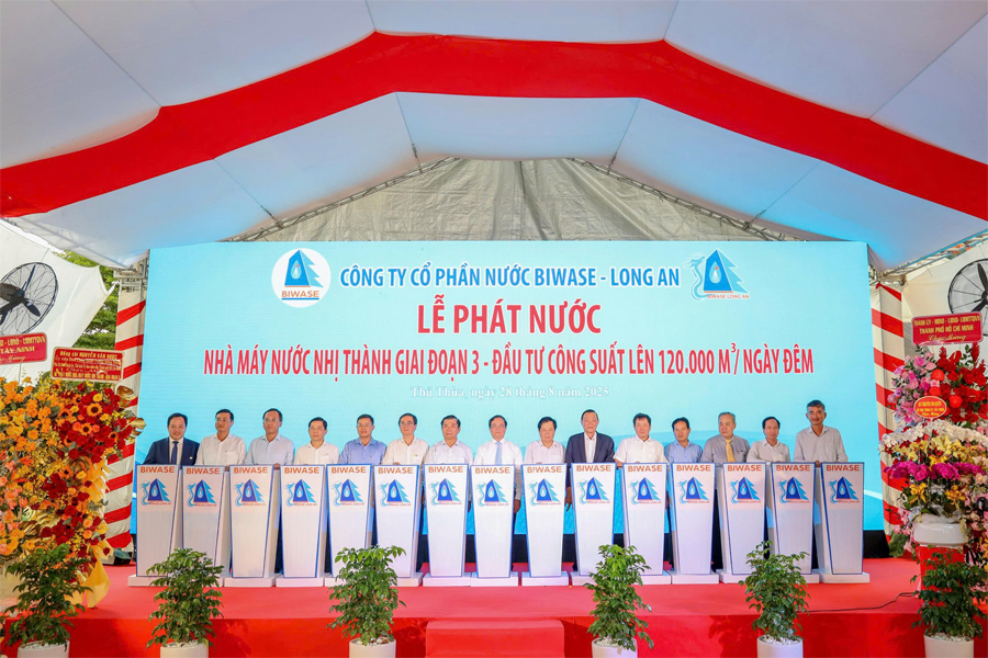 Lễ phát nước nhà máy nước Nhị Thành giai đoạn 3, nâng công suất lên 120.000 m³/ngày đêm